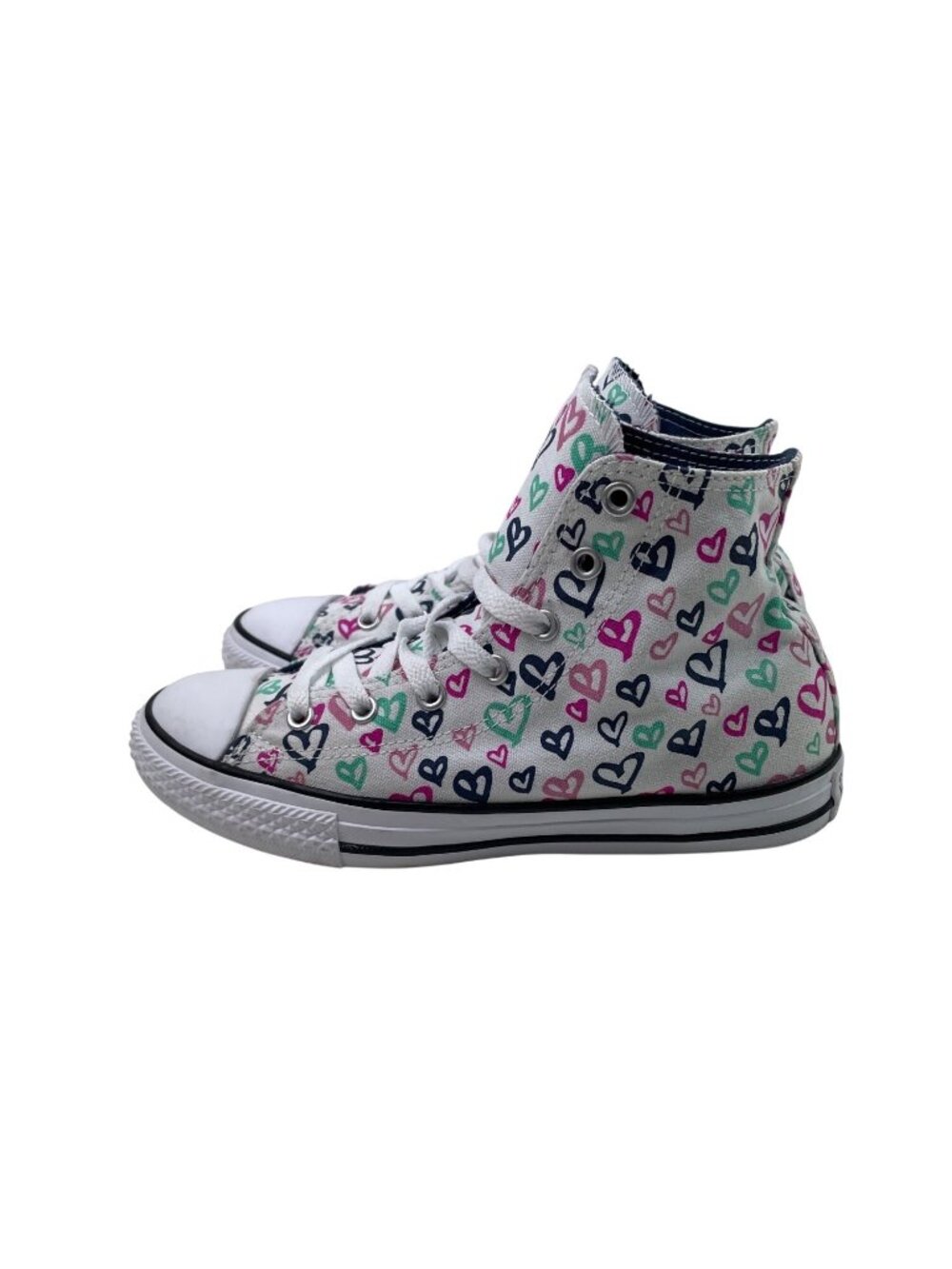 Converse All Star Junior High-Top Sneakers Multicolor Heart Print Size 4